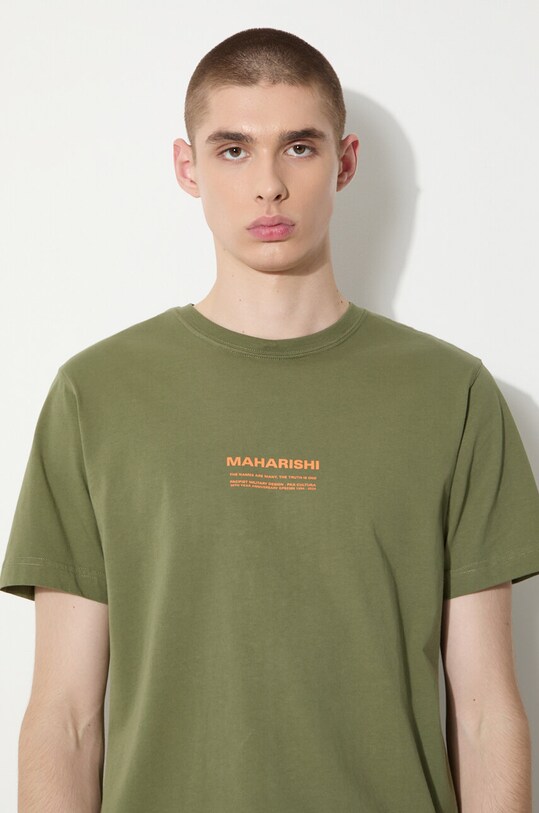 Бавовняна футболка Maharishi Th Anniversary Aum 1306.OLIVE зелений