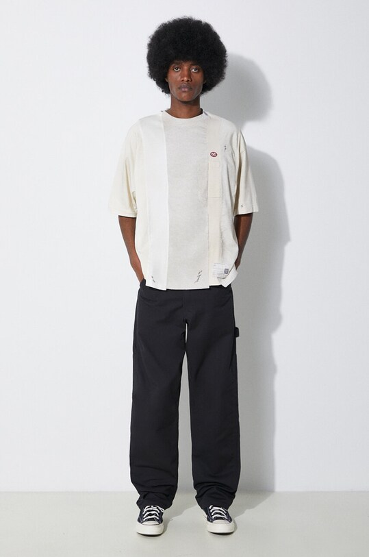 Maison MIHARA YASUHIRO t-shirt in cotone Vertical Switching A12TS621 beige SS24