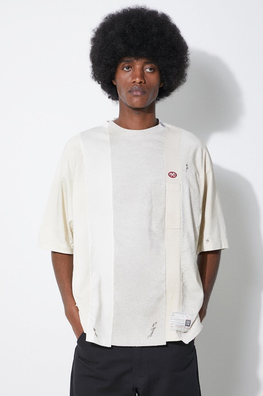 Maison MIHARA YASUHIRO cotton t-shirt Vertical Switching beige A12TS621