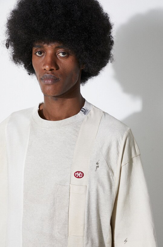 Maison MIHARA YASUHIRO t-shirt in cotone Vertical Switching A12TS621 beige