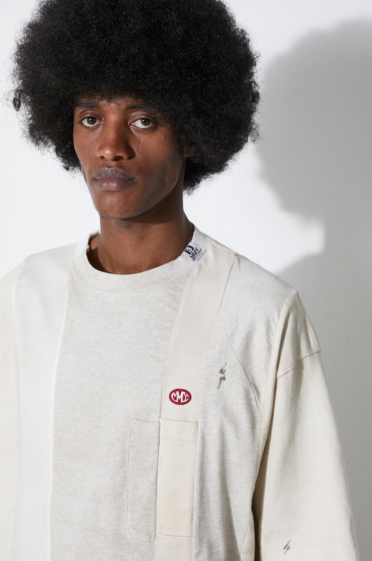 Maison MIHARA YASUHIRO cotton t-shirt Vertical Switching A12TS621 beige