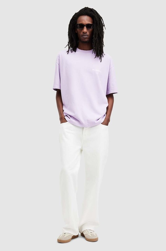 Бавовняна футболка AllSaints ACCESS SS CREW M038PA фіолетовий