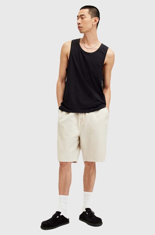 Βαμβακερό τοπ AllSaints KENDRICK VEST μαύρο M005JA