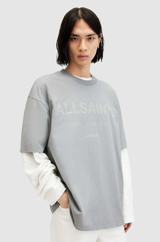 AllSaints tricou din bumbac LASER SS CREW print gri MG503Z