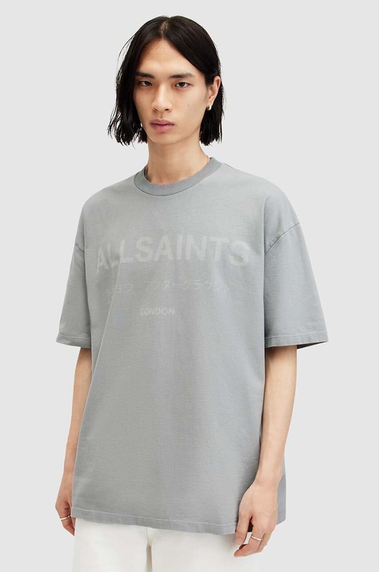 AllSaints tricou din bumbac LASER SS CREW gri MG503Z