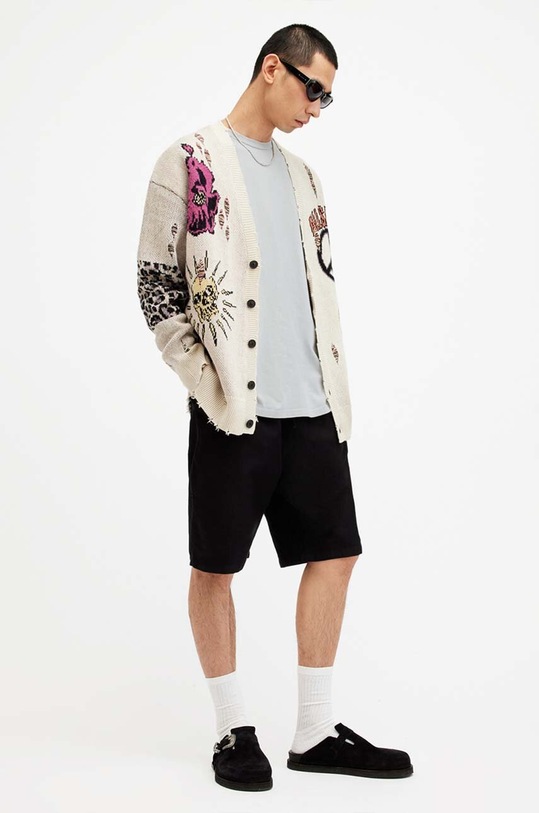 Bavlněný top AllSaints REMI SL CREW šedá M017JA