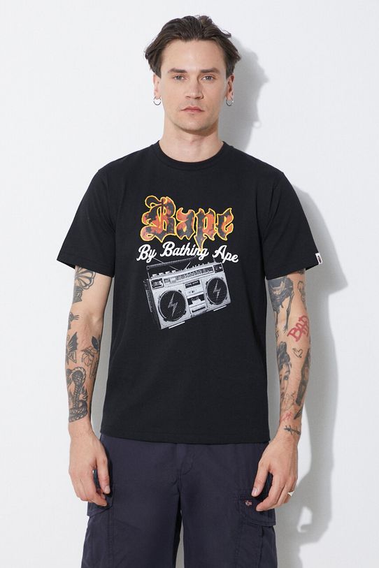 A Bathing Ape cotton t-shirt Bape Boombox Tee M regular black 1J80110044
