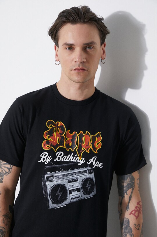 A Bathing Ape cotton t-shirt Bape Boombox Tee M black 1J80110044
