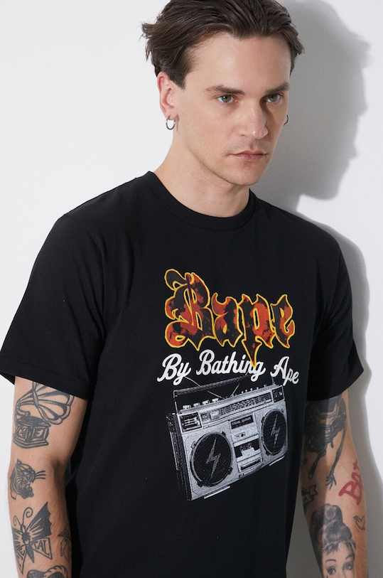 A Bathing Ape cotton t-shirt Bape Boombox Tee M 1J80110044 black