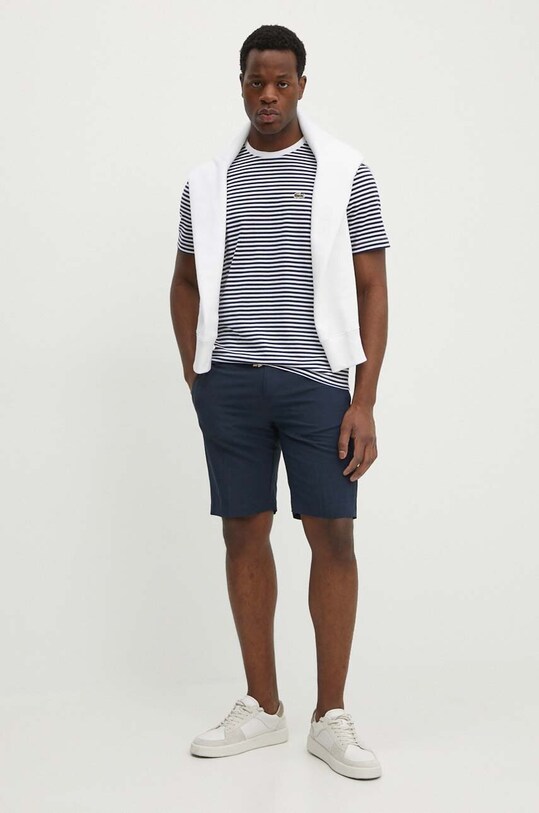 Bavlnené tričko Lacoste TH9749 tmavomodrá SS25