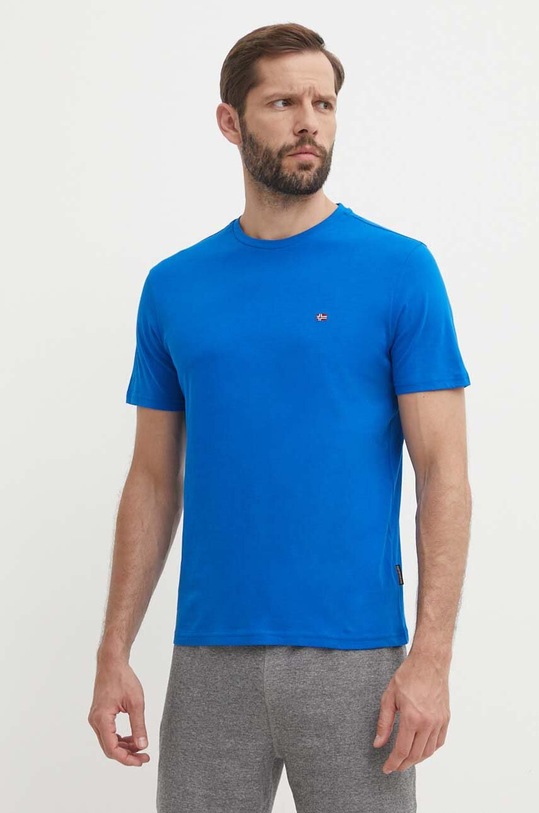 Napapijri t-shirt bawełniany SALIS bawełna niebieski NP0A4H8DB2L1