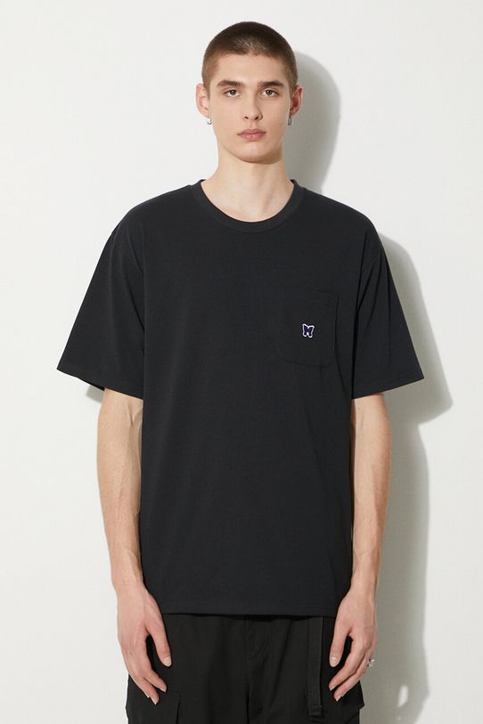 Needles t-shirt S/S Crew Neck Tee plain black OT262