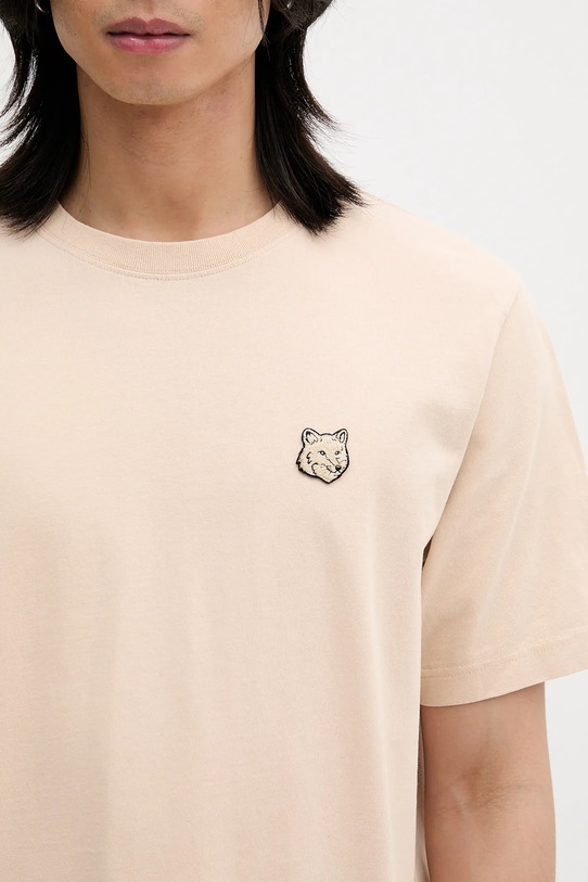 Maison Kitsuné t-shirt bawełniany Bold Fox Head Patch Comfort Tee Shirt beżowy MM00127KJ0118