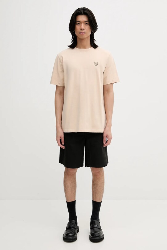 Памучна тениска Maison Kitsuné Bold Fox Head Patch Comfort Tee Shirt MM00127KJ0118 бежов
