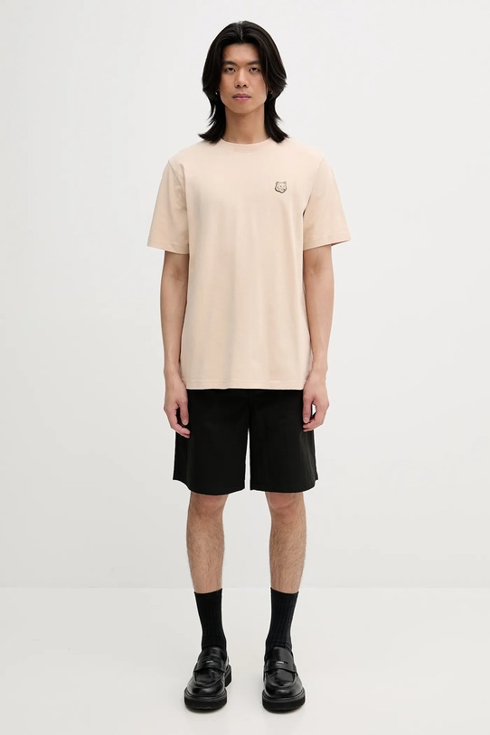 Maison Kitsuné t-shirt bawełniany Bold Fox Head Patch Comfort Tee Shirt MM00127KJ0118 beżowy