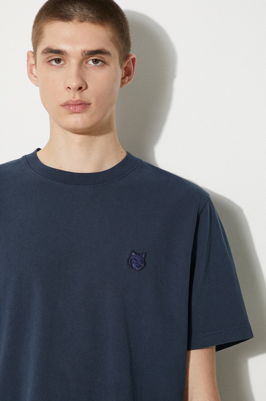 Maison Kitsuné cotton t-shirt Bold Fox Head Patch Comfort Tee Shirt MM00127KJ0118 navy