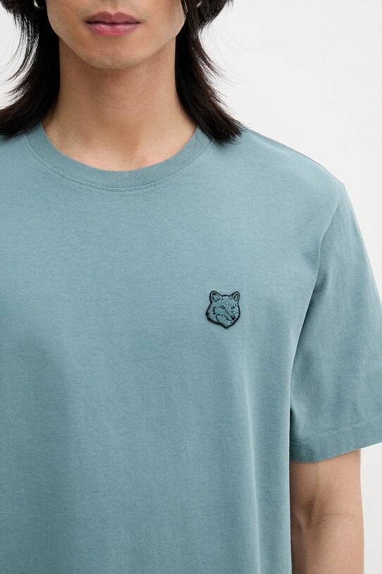 Maison Kitsuné t-shirt bawełniany Bold Fox Head Patch Comfort Tee Shirt turkusowy MM00127KJ0118