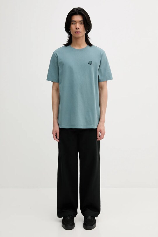 Maison Kitsuné t-shirt bawełniany Bold Fox Head Patch Comfort Tee Shirt MM00127KJ0118 turkusowy