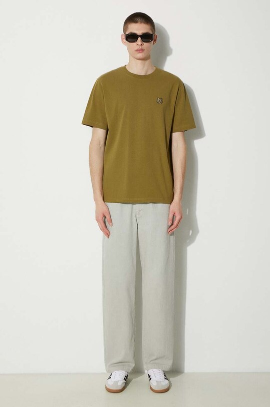 Хлопковая футболка Maison Kitsuné Bold Fox Head Patch Comfort Tee Shirt MM00127KJ0118 зелёный AA00