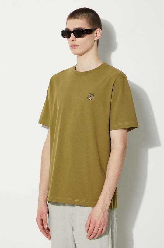 Хлопковая футболка Maison Kitsuné Bold Fox Head Patch Comfort Tee Shirt зелёный MM00127KJ0118