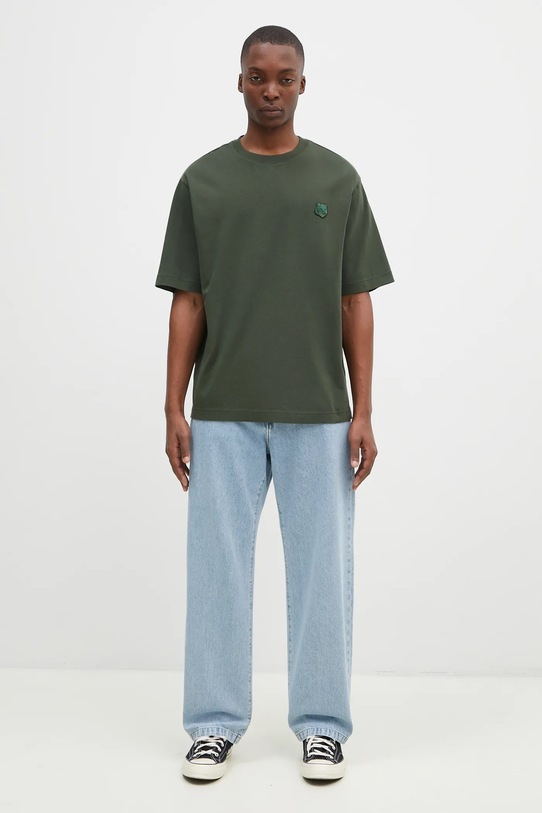 Памучна тениска Maison Kitsuné Bold Fox Head Patch Oversize Tee Shirt LM00107KJ0119 зелен