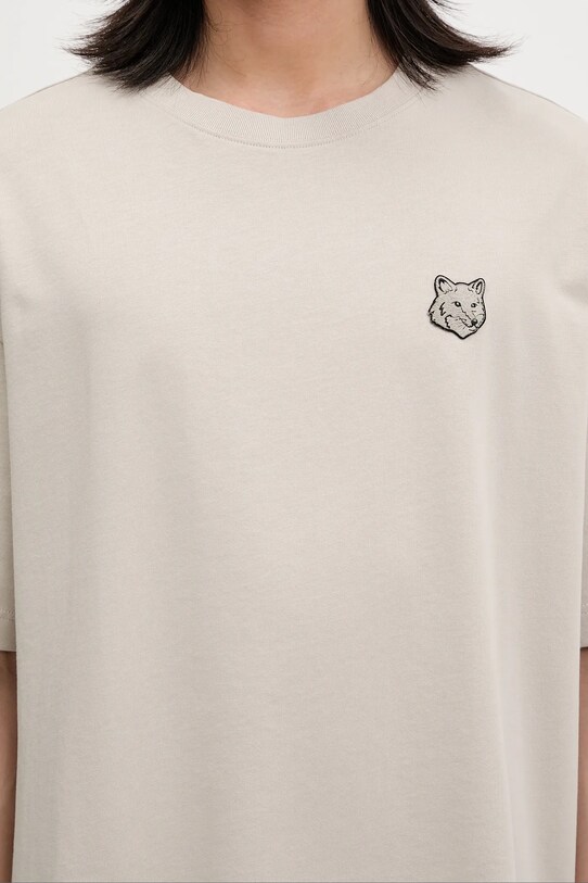 Bavlnené tričko Maison Kitsuné Bold Fox Head Patch Oversize Tee Shirt béžová LM00107KJ0119