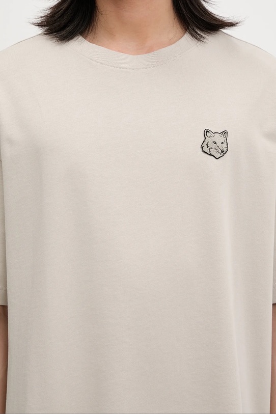 Памучна тениска Maison Kitsuné Bold Fox Head Patch Oversize Tee Shirt бежов LM00107KJ0119