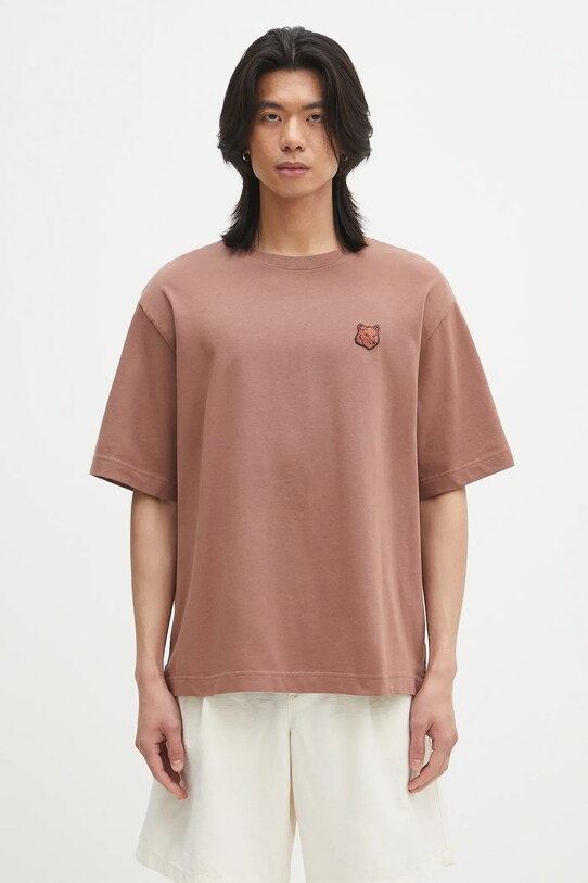 Памучна тениска Maison Kitsuné Bold Fox Head Patch Oversize Tee Shirt свободна кафяв LM00107KJ0119