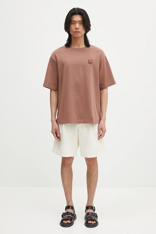 Памучна тениска Maison Kitsuné Bold Fox Head Patch Oversize Tee Shirt LM00107KJ0119 кафяв