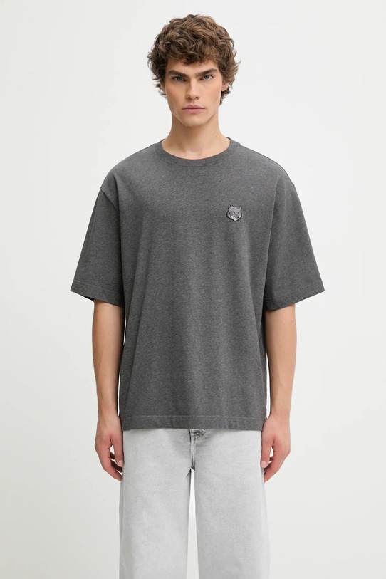 Памучна тениска Maison Kitsuné Bold Fox Head Patch Oversize Tee Shirt свободна сив LM00107KJ0119