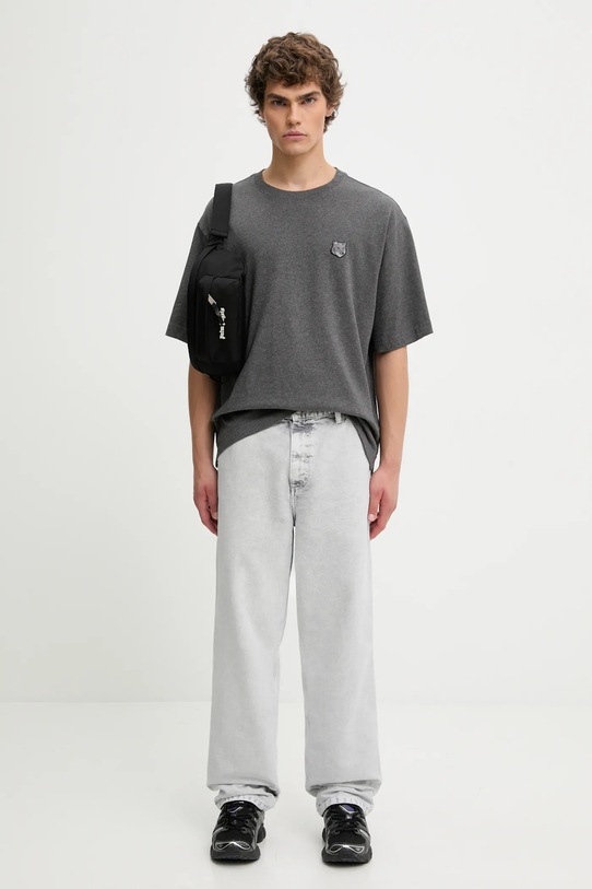 Памучна тениска Maison Kitsuné Bold Fox Head Patch Oversize Tee Shirt LM00107KJ0119 сив
