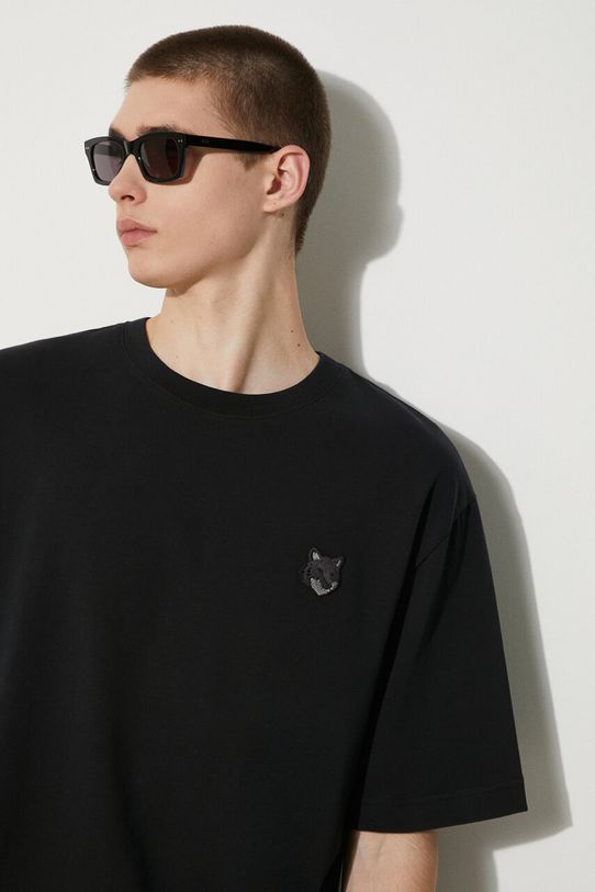 Maison Kitsuné cotton t-shirt Bold Fox Head Patch Oversize Tee Shirt cotton black LM00107KJ0119