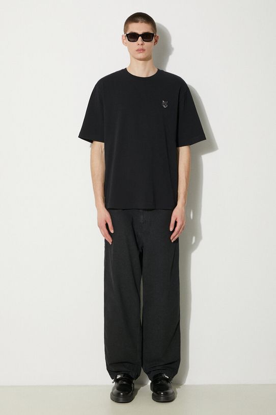 Βαμβακερό μπλουζάκι Maison Kitsuné Bold Fox Head Patch Oversize Tee Shirt LM00107KJ0119 μαύρο SS25