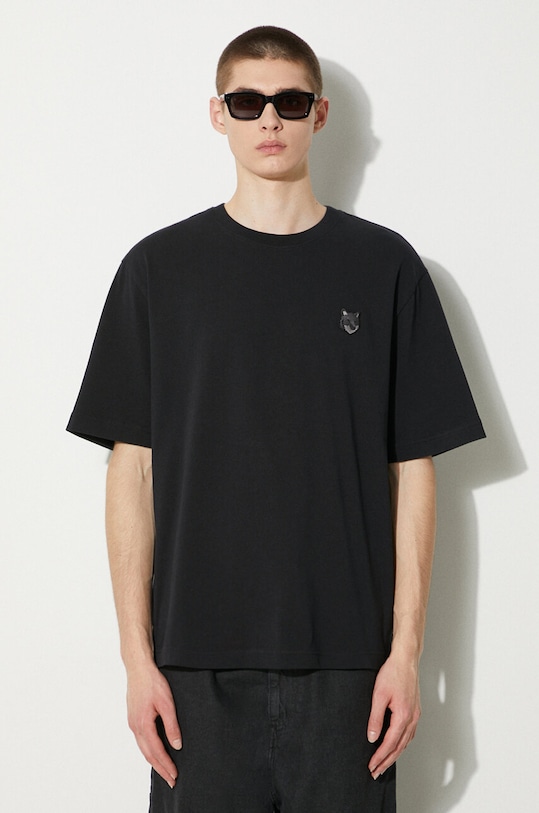Maison Kitsuné cotton t-shirt Bold Fox Head Patch Oversize Tee Shirt black LM00107KJ0119