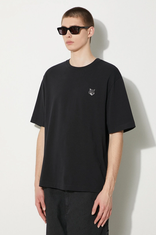 Maison Kitsuné t-shirt in cotone Bold Fox Head Patch Oversize Tee Shirt LM00107KJ0119 nero