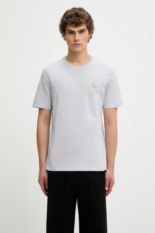 Maison Kitsuné t-shirt bawełniany Chillax Fox Patch Regular Tee Shirt gładkie szary LM00110KJ0008