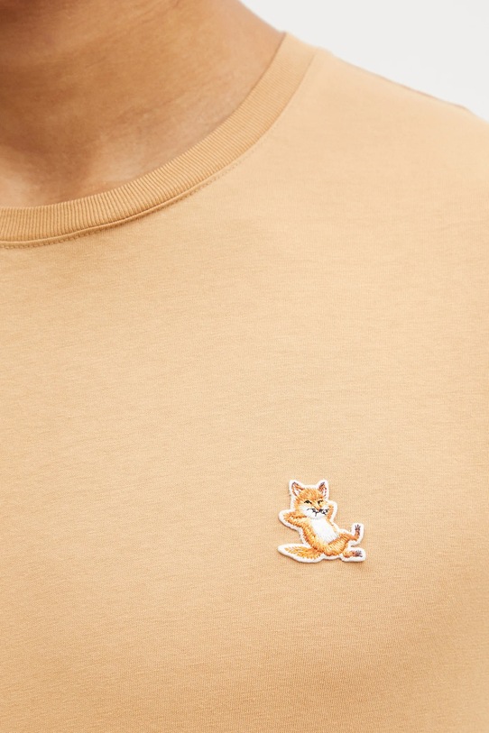 Maison Kitsuné tricou din bumbac Chillax Fox Patch Regular Tee Shirt portocaliu LM00110KJ0008
