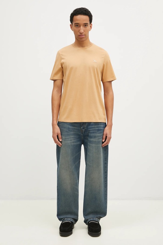 Maison Kitsuné tricou din bumbac Chillax Fox Patch Regular Tee Shirt LM00110KJ0008 portocaliu