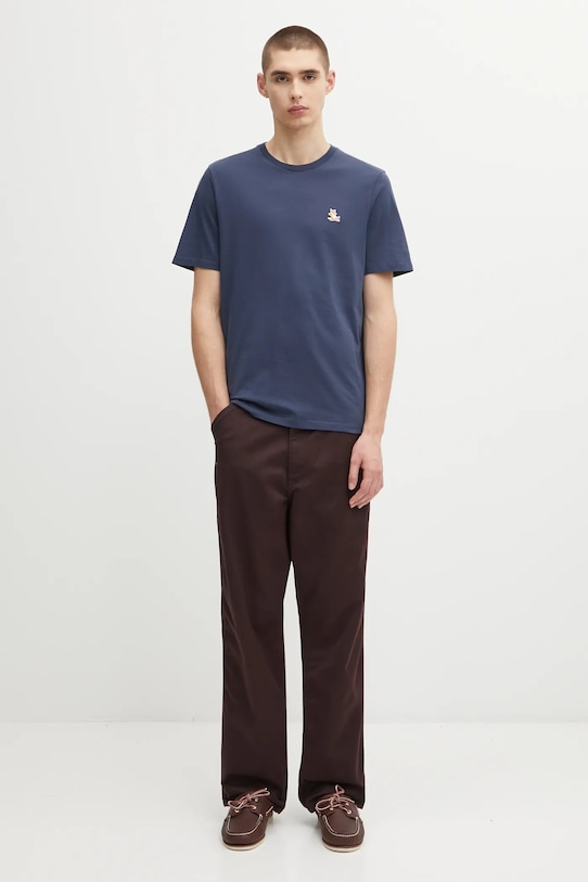 Maison Kitsuné t-shirt bawełniany Chillax Fox Patch Regular Tee Shirt LM00110KJ0008 granatowy