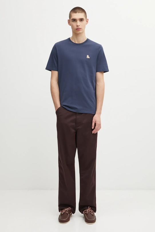 Maison Kitsuné tricou din bumbac Chillax Fox Patch Regular Tee Shirt LM00110KJ0008 bleumarin