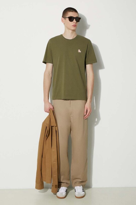 Бавовняна футболка Maison Kitsuné Chillax Fox Patch Regular Tee Shirt LM00110KJ0008 сірий SS25