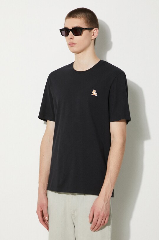 Хлопковая футболка Maison Kitsuné Chillax Fox Patch Regular Tee Shirt LM00110KJ0008 чёрный