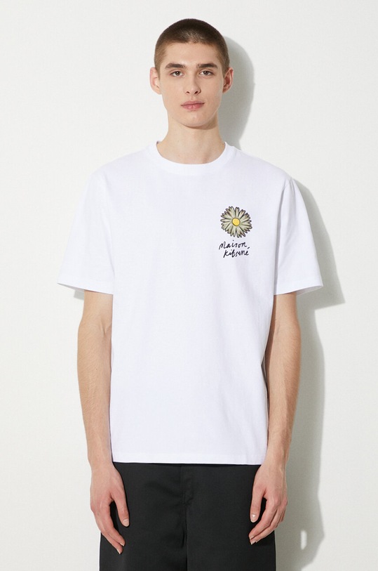 Maison Kitsuné cotton t-shirt Floating Flower Comfort Tee-Shirt MM00128KJ0118 white SS24