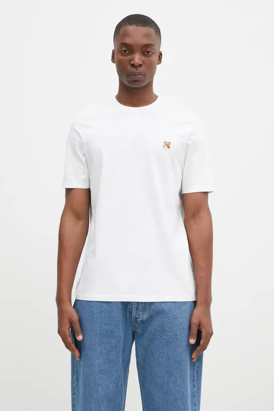 Maison Kitsuné t-shirt bawełniany Fox Head Patch Regular Tee Shirt bawełna biały LM00104KJ0008