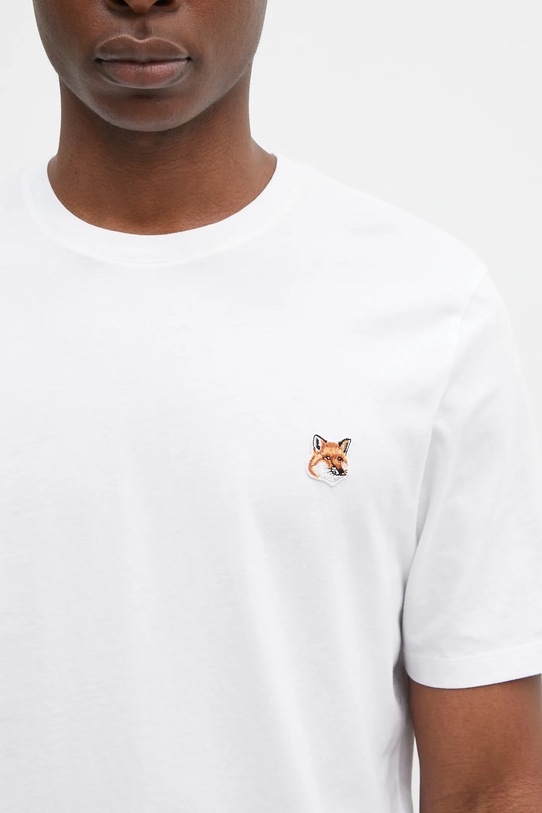 Maison Kitsuné t-shirt bawełniany Fox Head Patch Regular Tee Shirt biały LM00104KJ0008