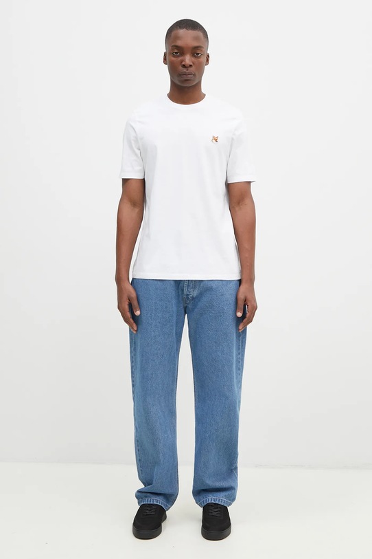 Maison Kitsuné t-shirt bawełniany Fox Head Patch Regular Tee Shirt LM00104KJ0008 biały