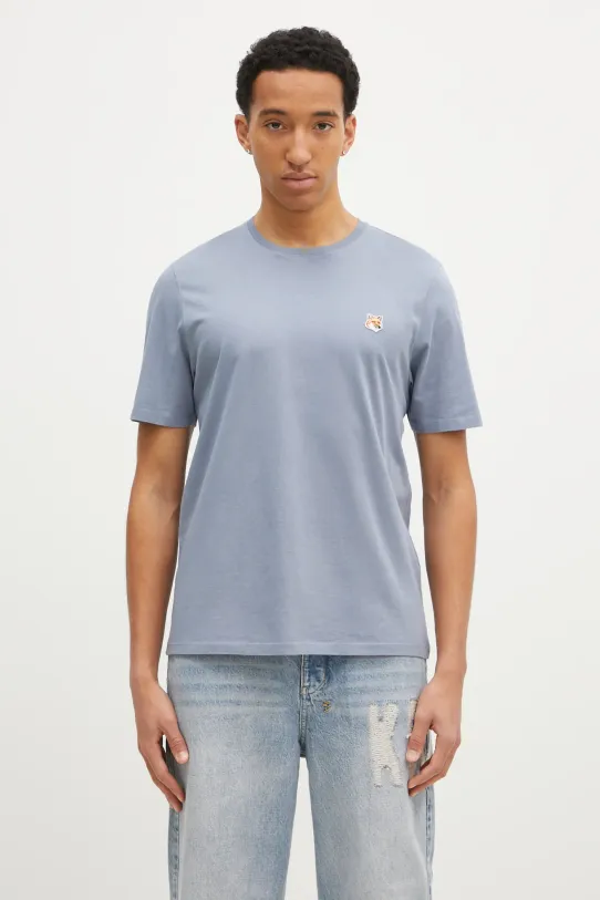 Бавовняна футболка Maison Kitsuné Fox Head Patch Regular Tee Shirt блакитний LM00104KJ0008