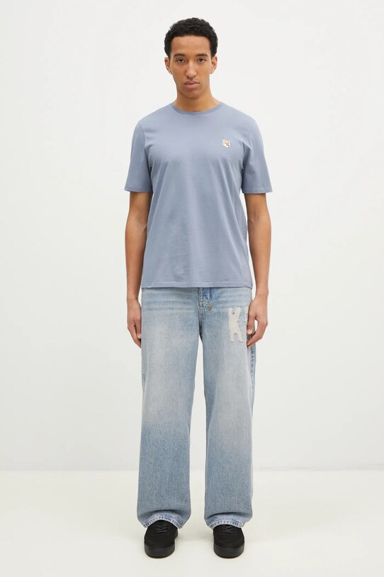 Pamučna majica Maison Kitsuné Fox Head Patch Regular Tee Shirt plava LM00104KJ0008
