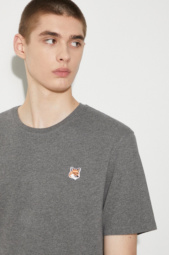 Maison Kitsuné t-shirt in cotone Fox Head Patch Regular Tee Shirt LM00104KJ0008 grigio