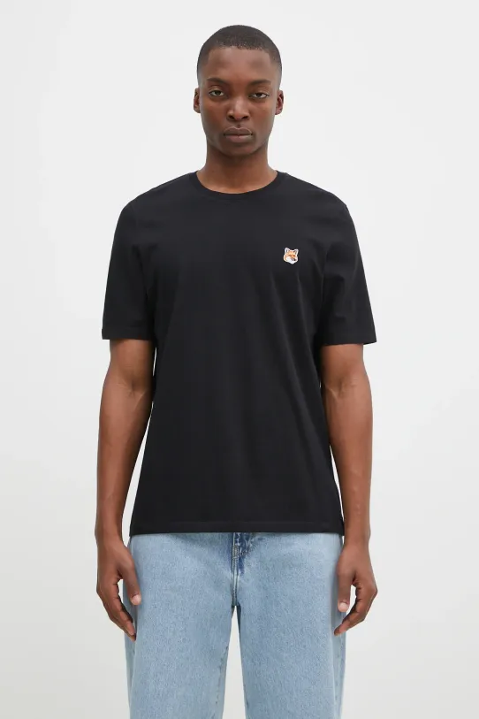 Maison Kitsuné t-shirt bawełniany Fox Head Patch Regular Tee Shirt czarny LM00104KJ0008